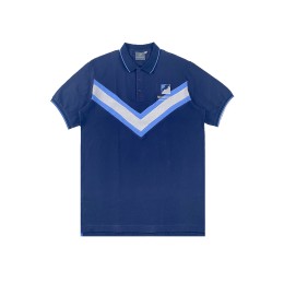 Custom-made men's short-sleeved royal blue equestrian jumping polo shirt fashion design blue with white stripe patch 3-button chest sleeve contrasting color sleeve edge 100%C  P1543 Custom-made men's short-sleeved royal blue equestrian jumping polo shirt fashion design blue with white stripe patch 3-button chest sleeve contrasting color sleeve edge 100%C  P1543